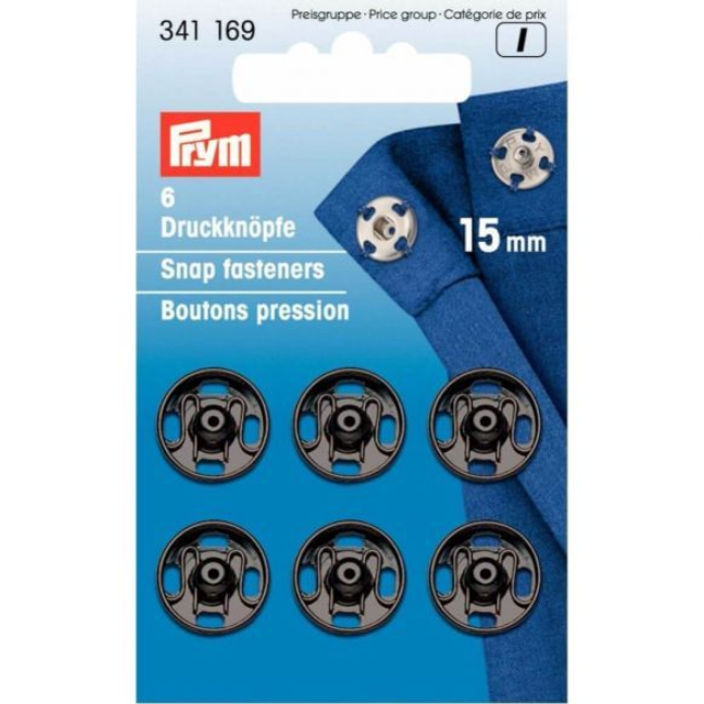 Prym Aannaaidrukknoop messing 15mm zwart (341169)