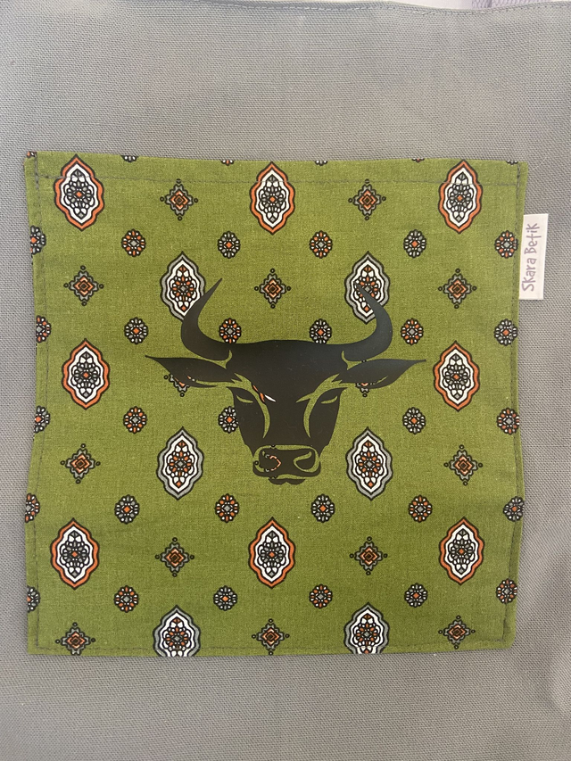 TOTE BAG SPECIAL FERIA STYLE PROVENÇAL GRIS ET VERT