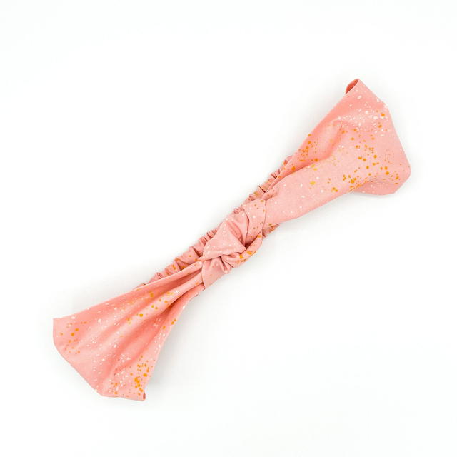 Knotted Elasticated Headband - Pink Speckle