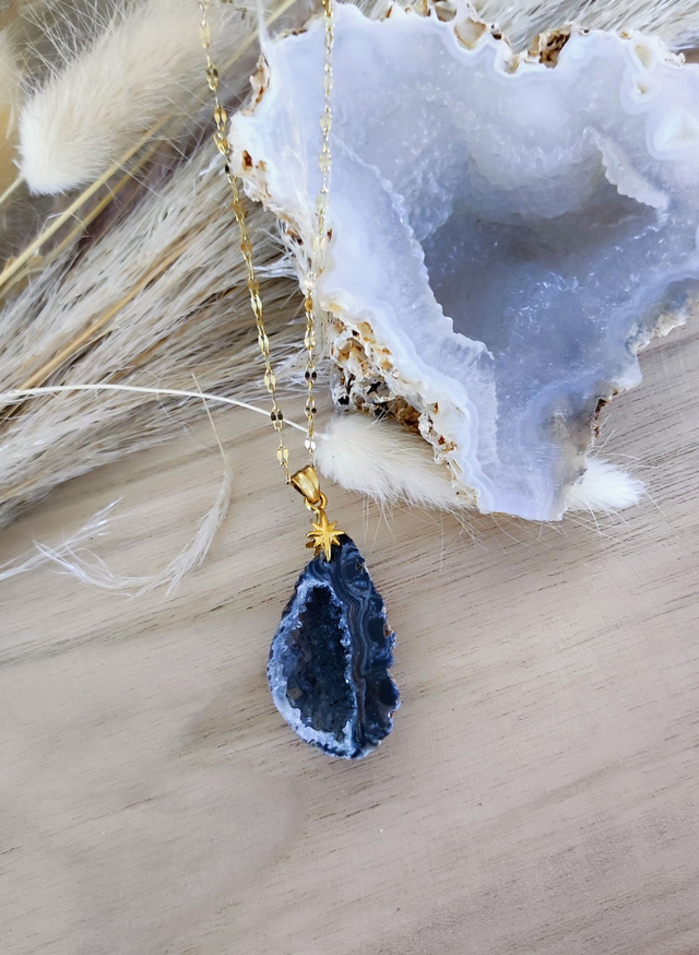 Pendentif Agate brute avec inclusions
