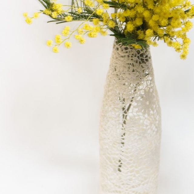 Bouteille dentelle blanche