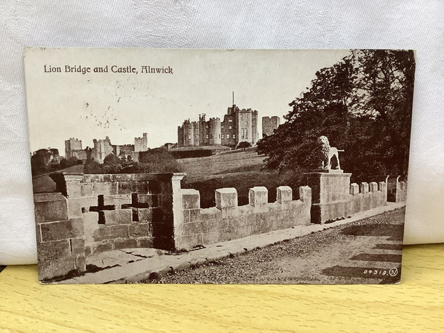 Alnwick, Lion Bridge and Castle, Northumberland, Posted 1927 Valentine's Series. Vintage Postcard Our Ref No. R747 £2.00