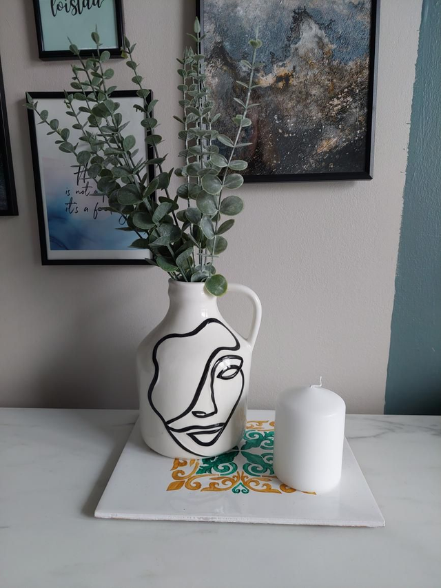 Laatta, käsinmaalattu, 25x20cm, okra-vihreä