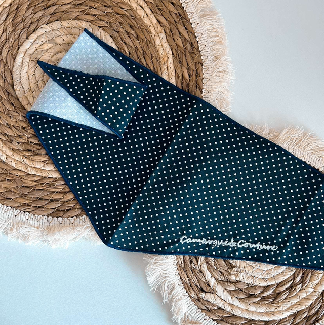 Foulard bandana Pois bleu marine