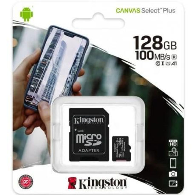 Carte mémoire Micro SD 128Go + adaptateur Kingston