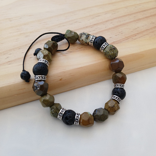 Heren armband groene Turkoois en Lavasteen (2.009)