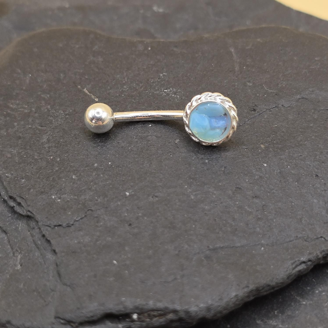 925 Belly Bar Seaglass (Stainless Steel Bar)