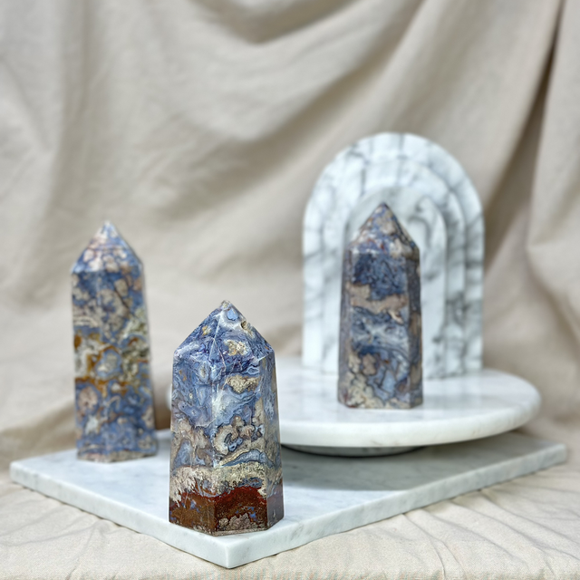 Blue Flower Agate Tower #2