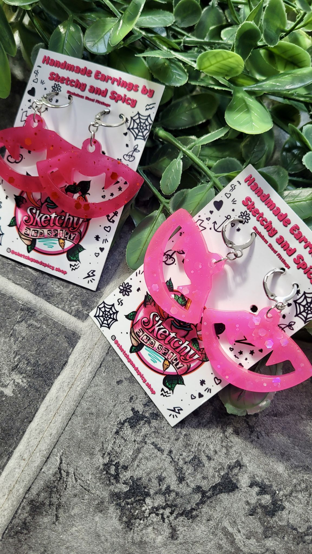 Earrings | Vampire Fang Lips | Stainless Steel Hooks or Hoops