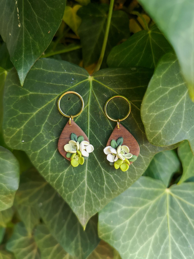 Collection Florale Fougère des Bois- Boucles d&#039;oreilles Jade