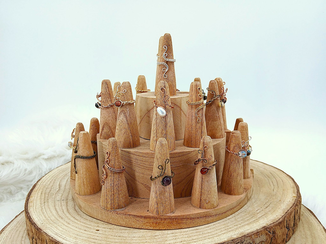 Eva - bagues réglables en cuivre et pierres naturelles