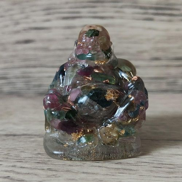 Orgonite Bouddha tourmaline multicolore