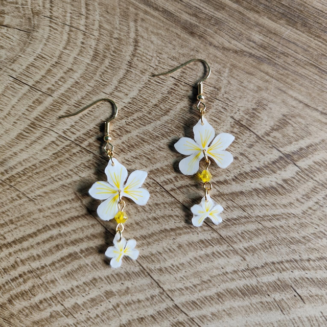 Boucles d'oreilles Cléor blanc et jaune 