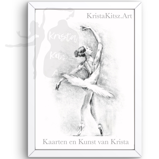 Ballerina, tekenkunst ,  mooie print op papier | potlood tekening Krista Kitsz Art