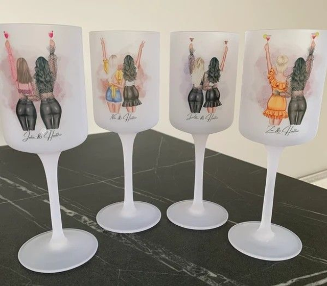 SUBLIMATED - Frosted Wine Glasses
