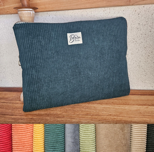 Personnalisez votre housse d&#039;ordinateur en velours côtelé vert sapin