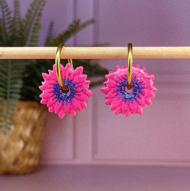 Tournesols - Rose fushia &amp; paillettes bleues 