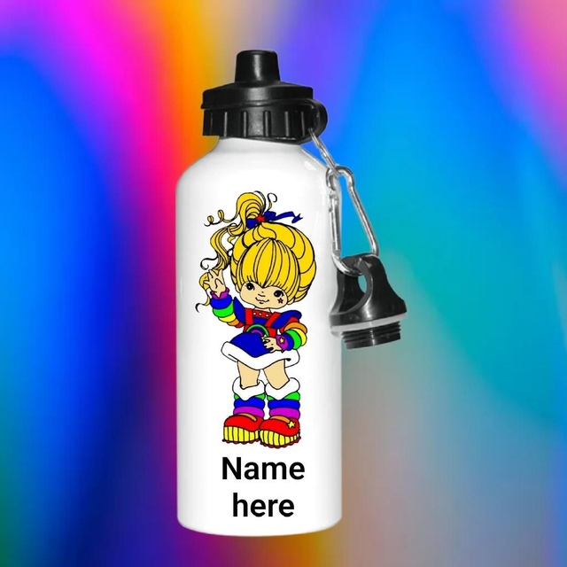 Rainbow brite waterbottle with optional personalisation 