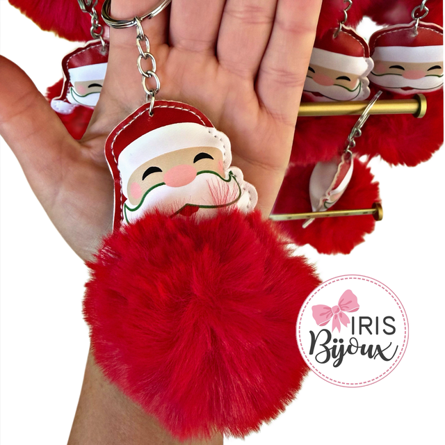 Portachiavi con Babbo Natale e ponpon rosso 
