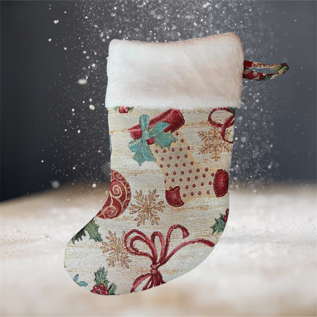 Chaussette de Noël en Toile Fil Doré