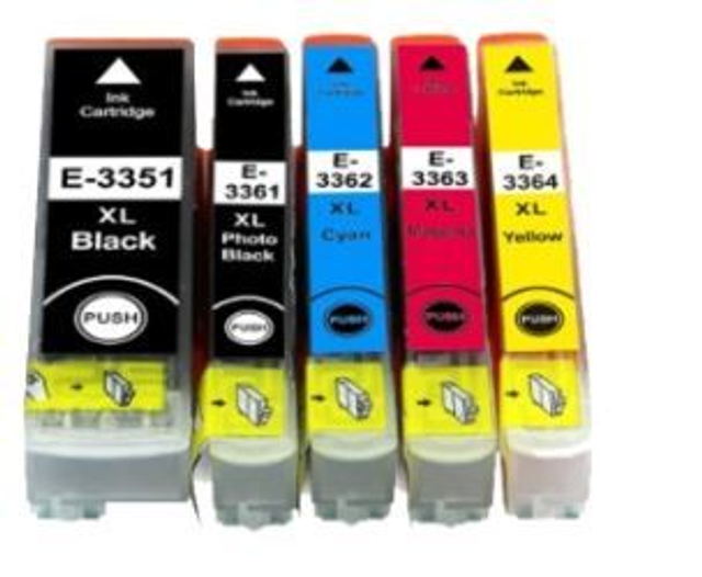 33 XL Epson compatible lot*5, T3357 SERIE "ORANGE" no name 33XL5CCID