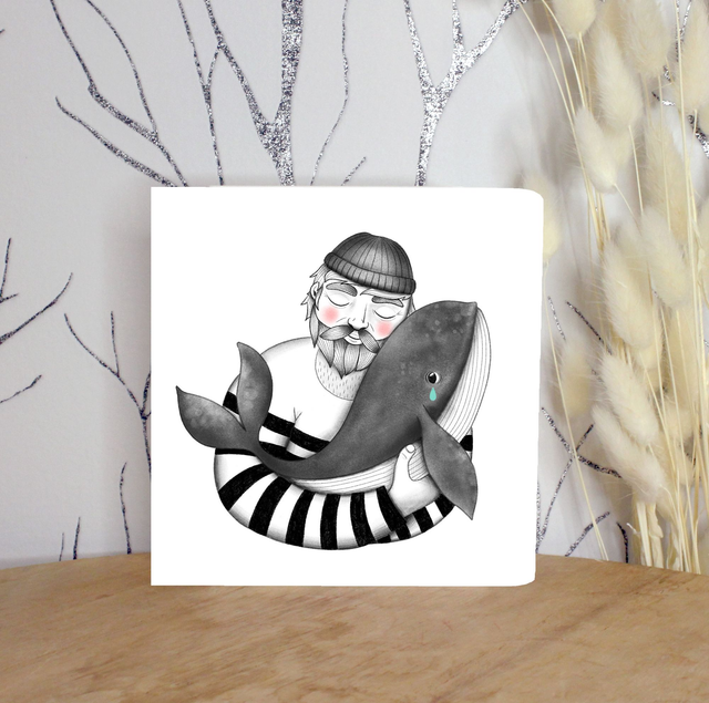 Carte postale "Le marin et la baleine"