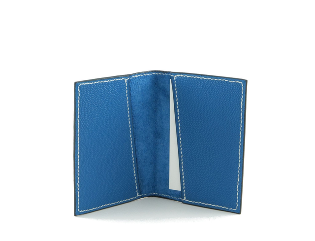 Porte-Cartes MICHI Bleu Grainé Fil Blanc