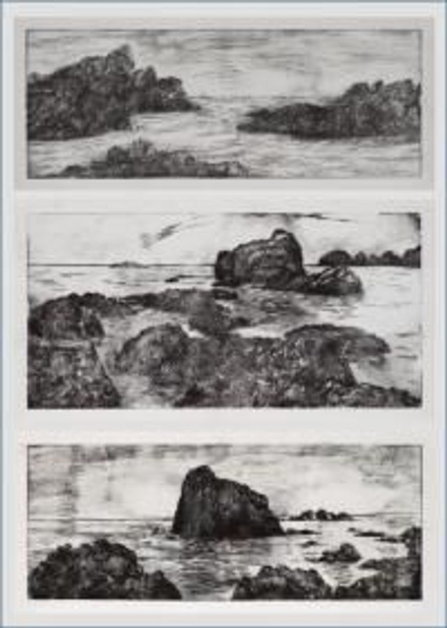 Rocks - print of three drypoint etchings by Owen Bonner-Morgan