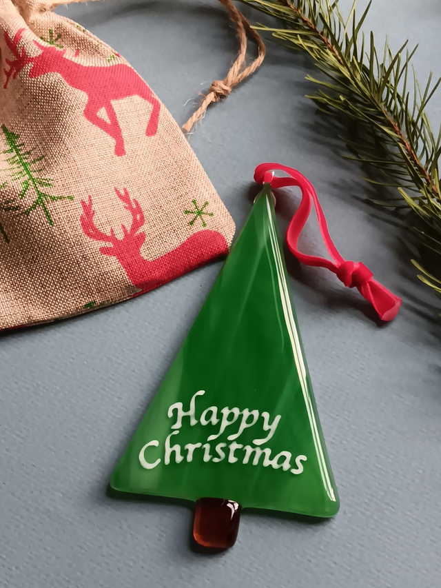 Fused glass printed tree