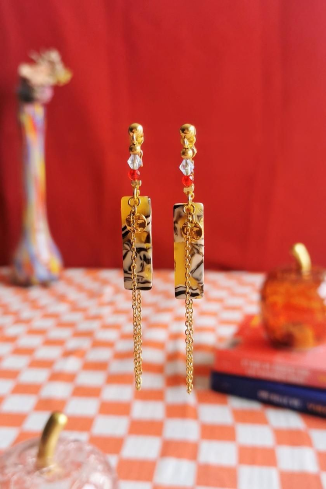 Boucles d&#039;oreilles Jaune &amp; Doré