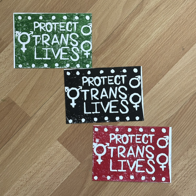 PROTECT TRANS LIVES Lino Print