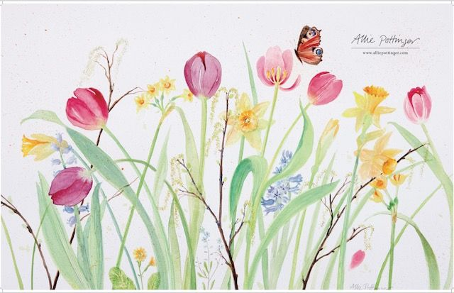 Spring Tulips Tea Towel