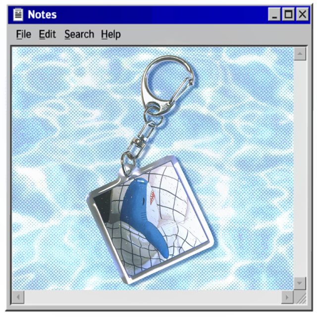 acrylic glittery keychain - sleepy shark