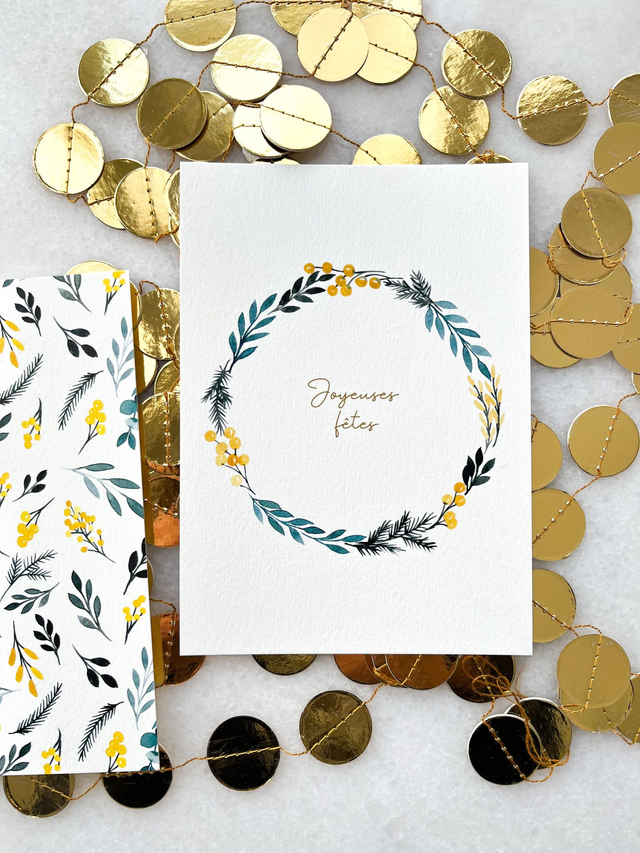 Carte de voeux - Couronne Joyeuses fêtes
