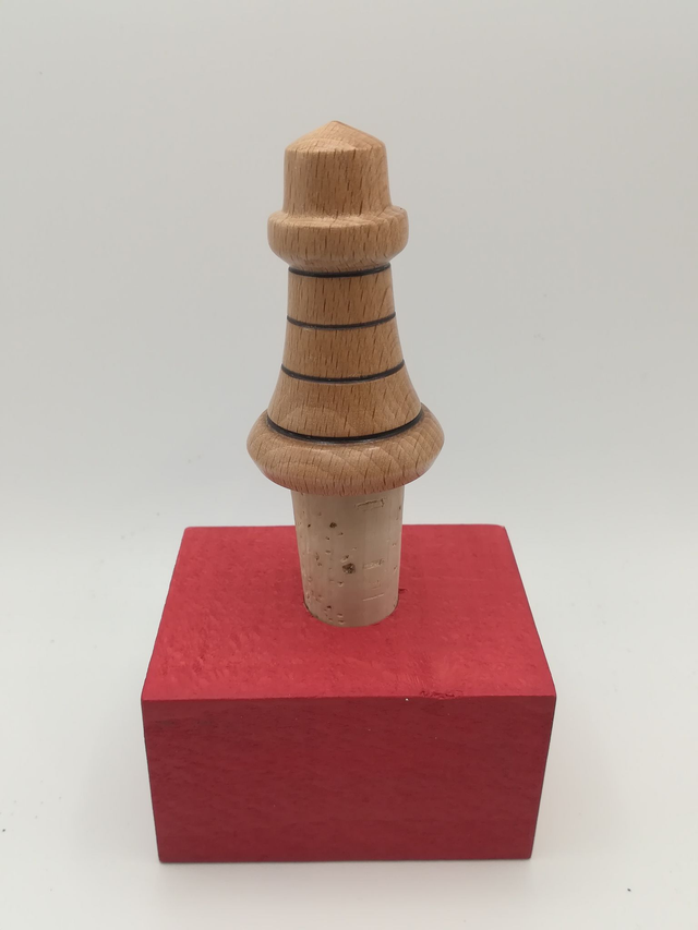 Bouchon de bouteille phare, bois de hêtre 