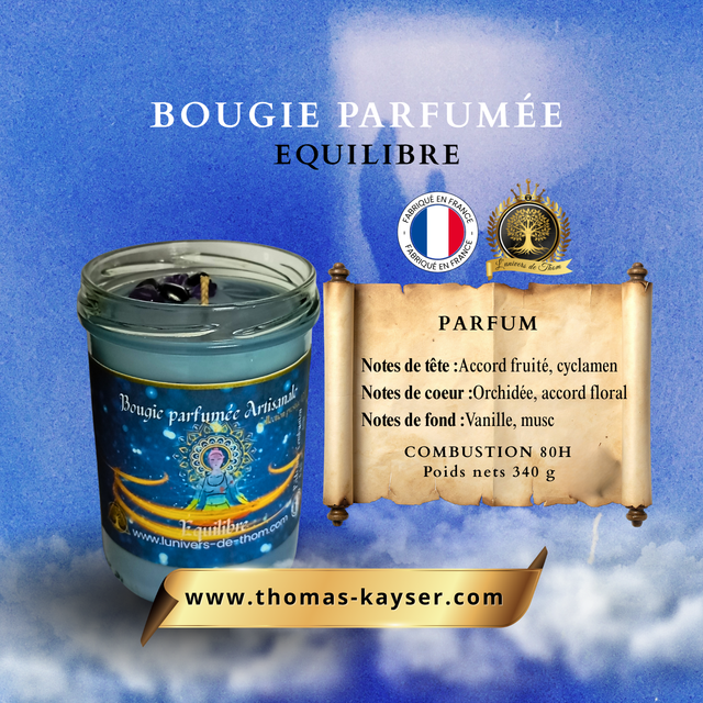 Bougie parfumée artisanale – Équilibre Orchidée Blanche 340gr