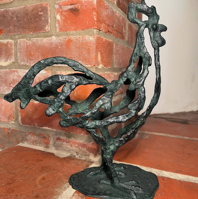A Contemporary Bronzed Abstract Sculpture of a Cockerel