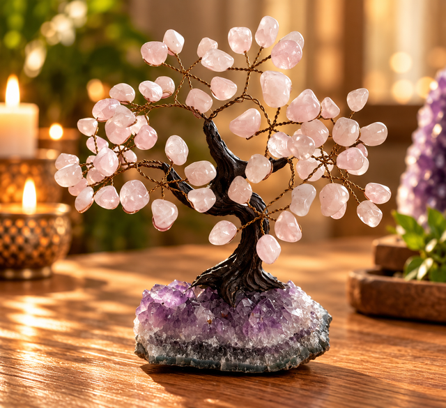 Bonsai di pietre su base drusa di ametista grande
