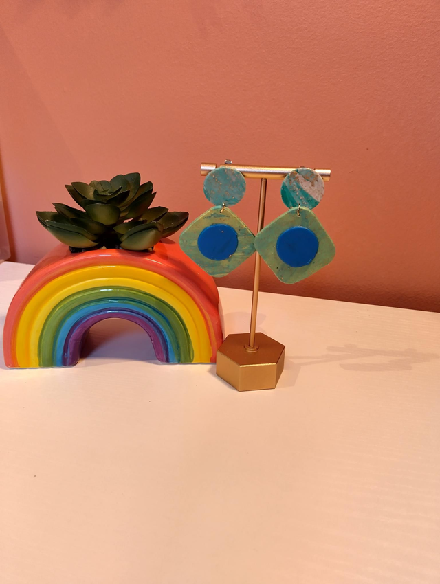 Handmade polymer clay earrings _ Ocean Breeze Statement Earrings