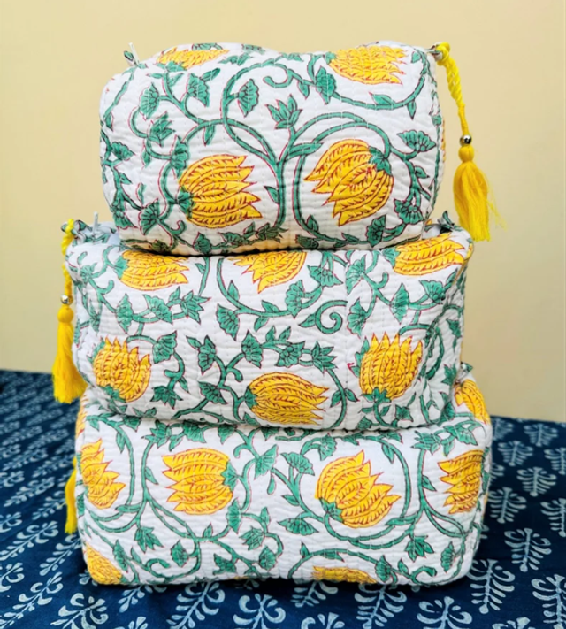 White/Green/Yellow Toiletry Bag Medium