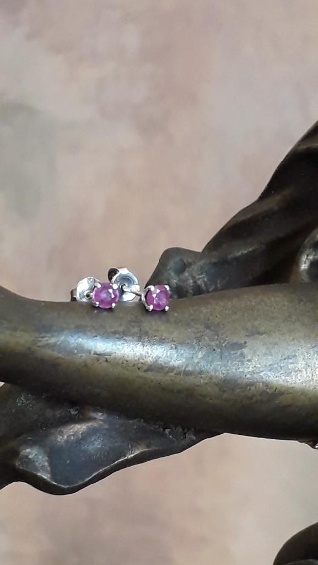 Boucles d'oreilles rubis, argent 925