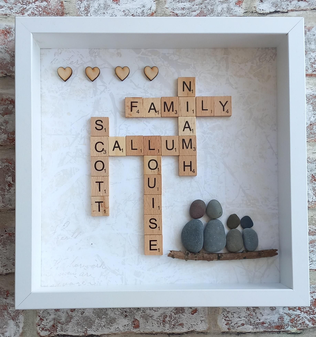 Scrabble frame &amp; pebble art