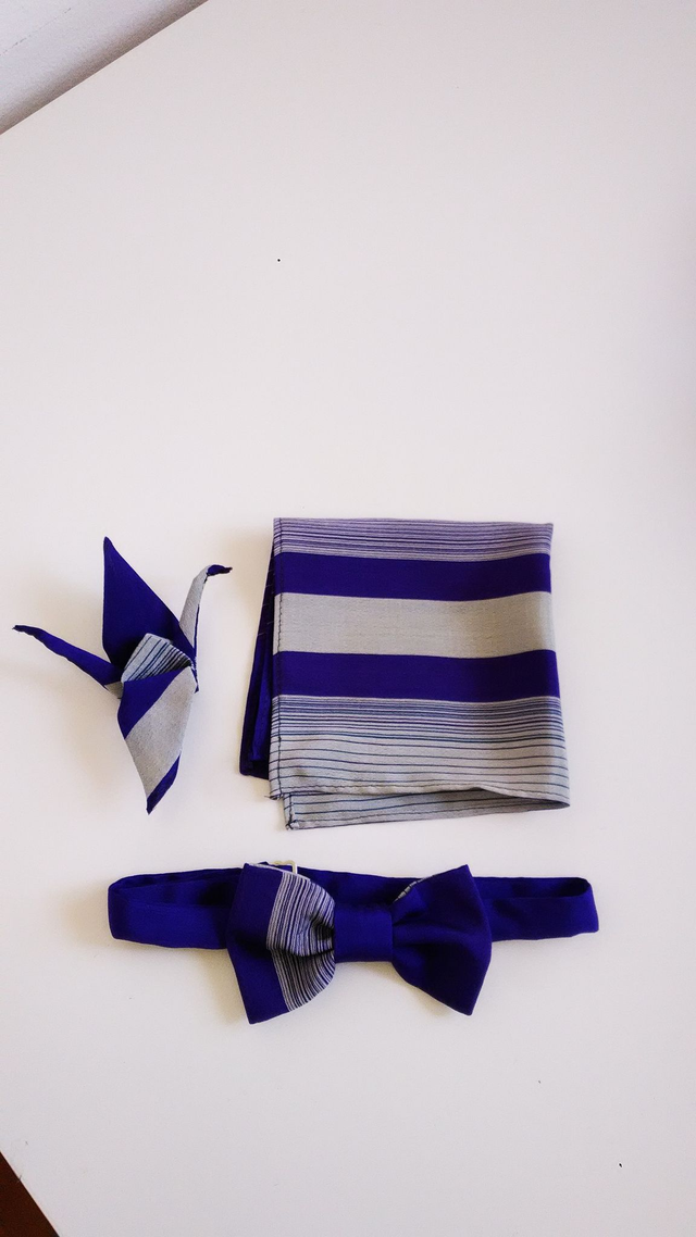 Set of 3 Origami Crane Clip Brooch, Bowtie and Handkerchief for Jacket, Gift for him, Gift for her, For Wedding