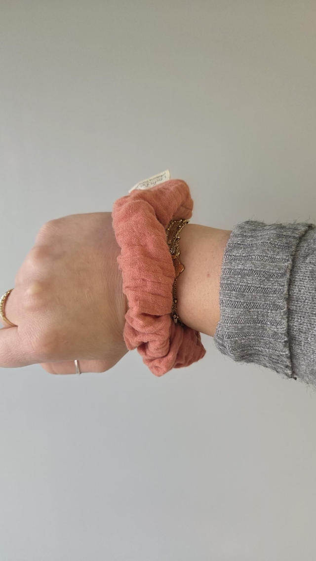 Chouchou rose double gaze de coton