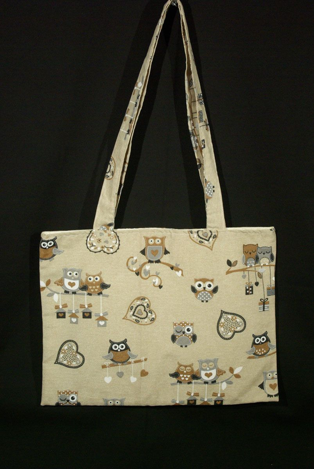 926-Tote bag "Hibou" sans fermeture L40 x H30 cm