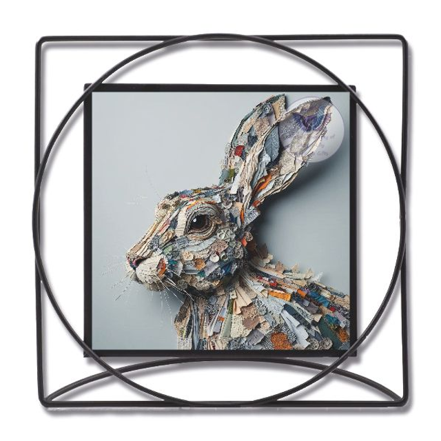 Artistic image of rabbit in square frame (R02)