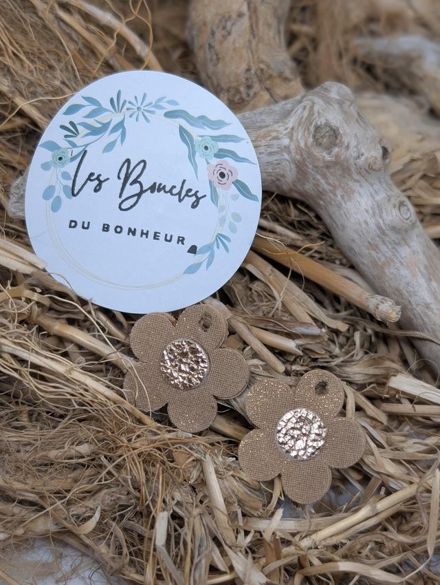 Pampilles marguerite beige doré pam014