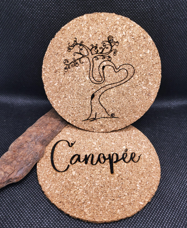 Dessous de verre en liège au motif &quot;Pommier de l&#039;amour&quot;