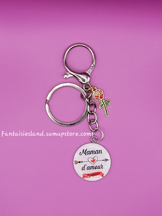 Accroche-clés Argenté Maman d'Amour 