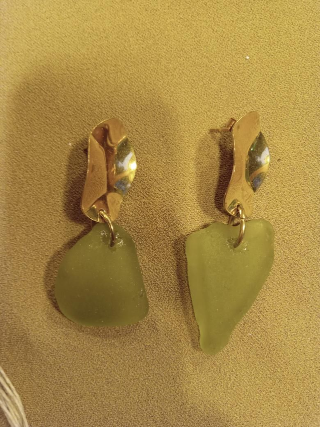 Orecchini Sea Glass verde acido